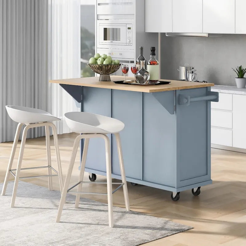 Desserte de cuisine avec plateau rabattable en bois d'hévéa