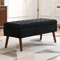 Banc de rangement capitonné, Dessus relevable, Charnière de sécurité, Pieds coniques en bois massif, Planche multicouche, Capacité de 136 kg