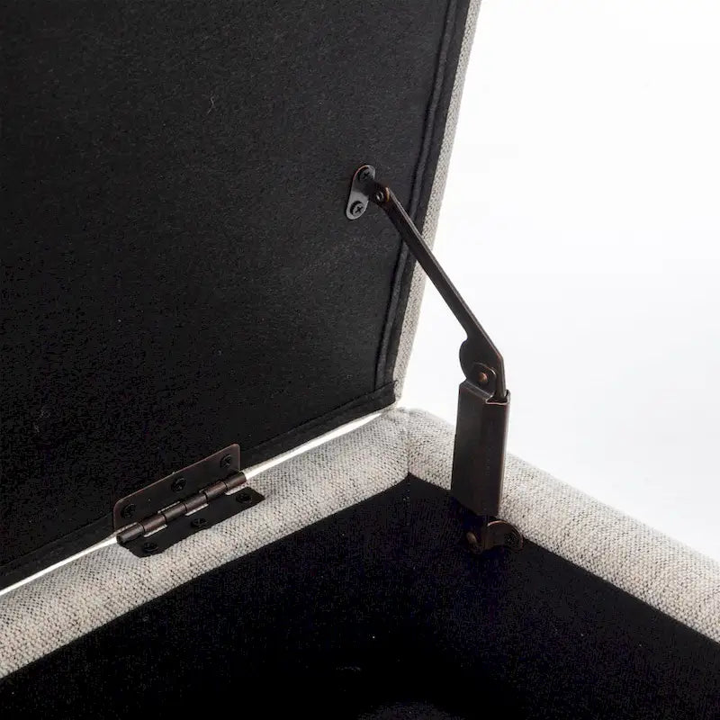 Banc de rangement capitonné, Dessus relevable, Charnière de sécurité, Pieds coniques en bois massif, Planche multicouche, Capacité de 136 kg