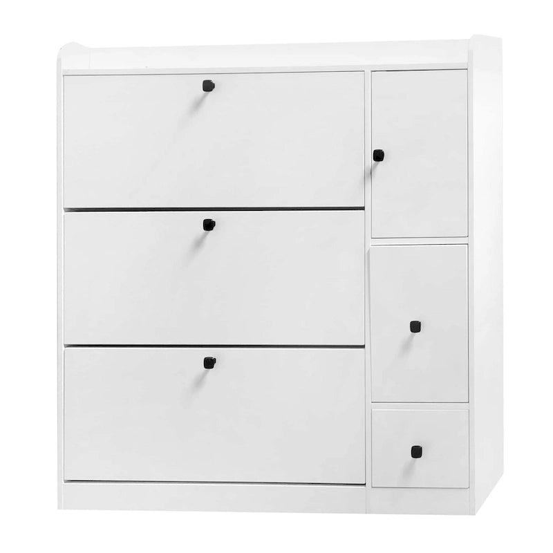 Meuble à chaussures à abattants Trois tiroirs basculants Meuble latéral et tiroir Capacité 24 paires MDF Panneau de particules Anti-basculement