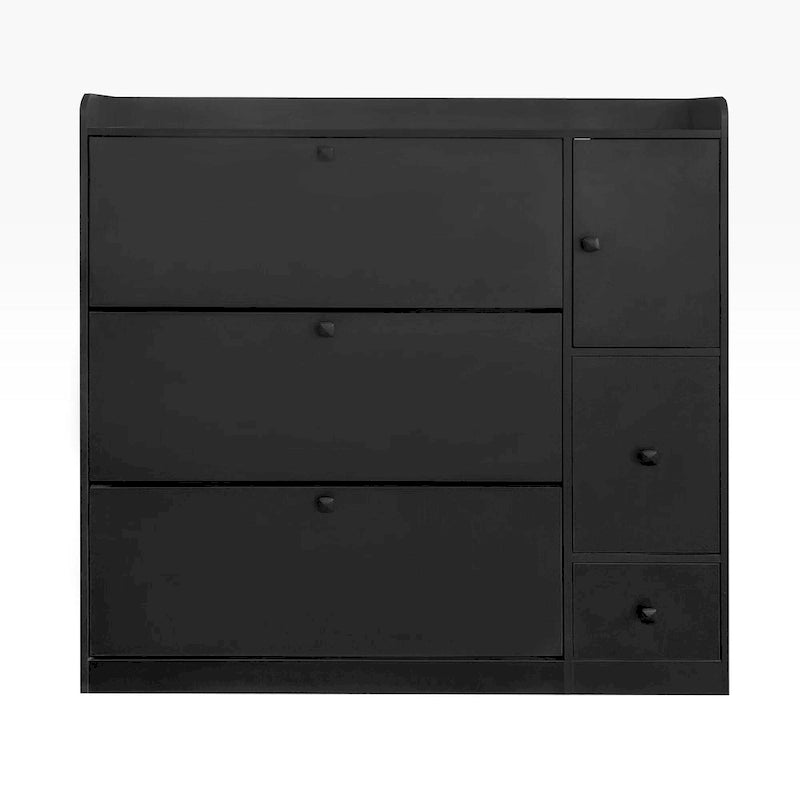 Meuble à chaussures à abattants Trois tiroirs basculants Meuble latéral et tiroir Capacité 24 paires MDF Panneau de particules Anti-basculement