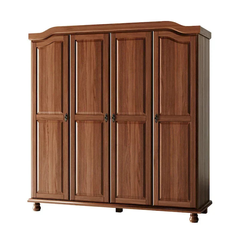 Armoire-penderie Kyle à 4 portes en bois massif 100 % Palace Imports, avec portes en bois massif ou miroir