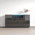 Buffet bahut moderne laqué avec éclairage LED 16 couleurs, quatre portes, 160 cm de large