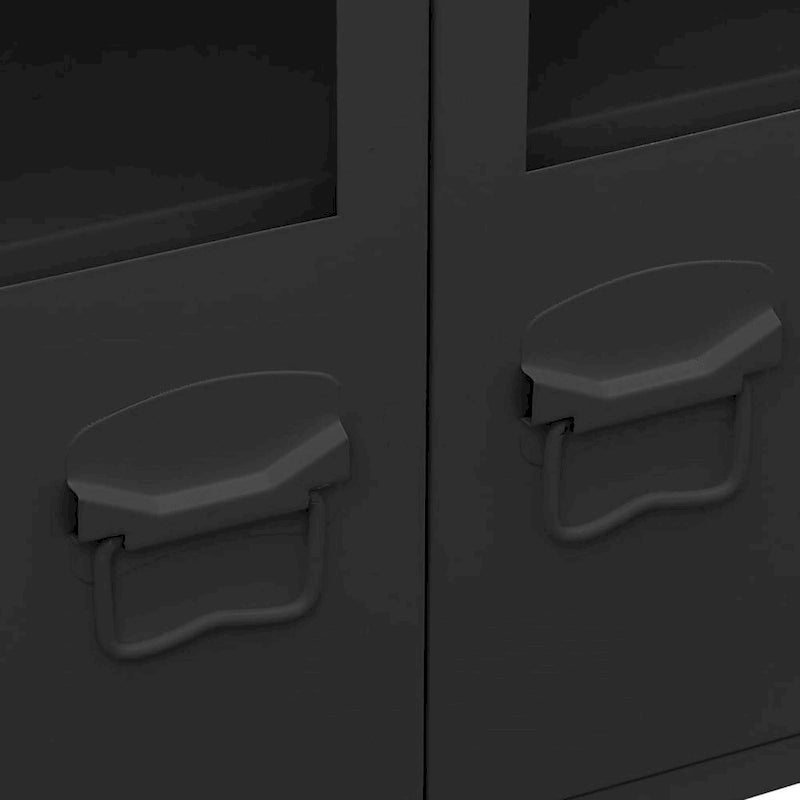 Buffet Bahut Industriel en Métal avec Portes Vitrées Trois Portes