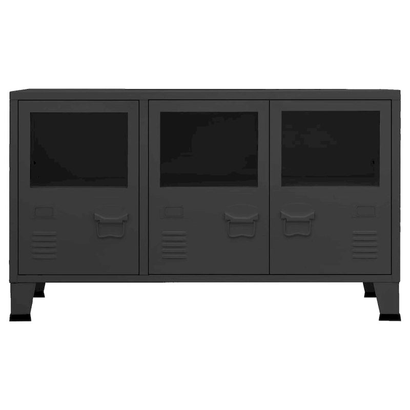 Buffet Bahut Industriel en Métal avec Portes Vitrées Trois Portes
