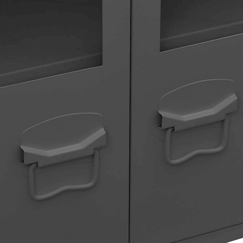 Buffet Bahut Industriel en Métal avec Portes Vitrées Trois Portes