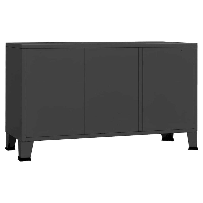 Buffet Bahut Industriel en Métal avec Portes Vitrées Trois Portes