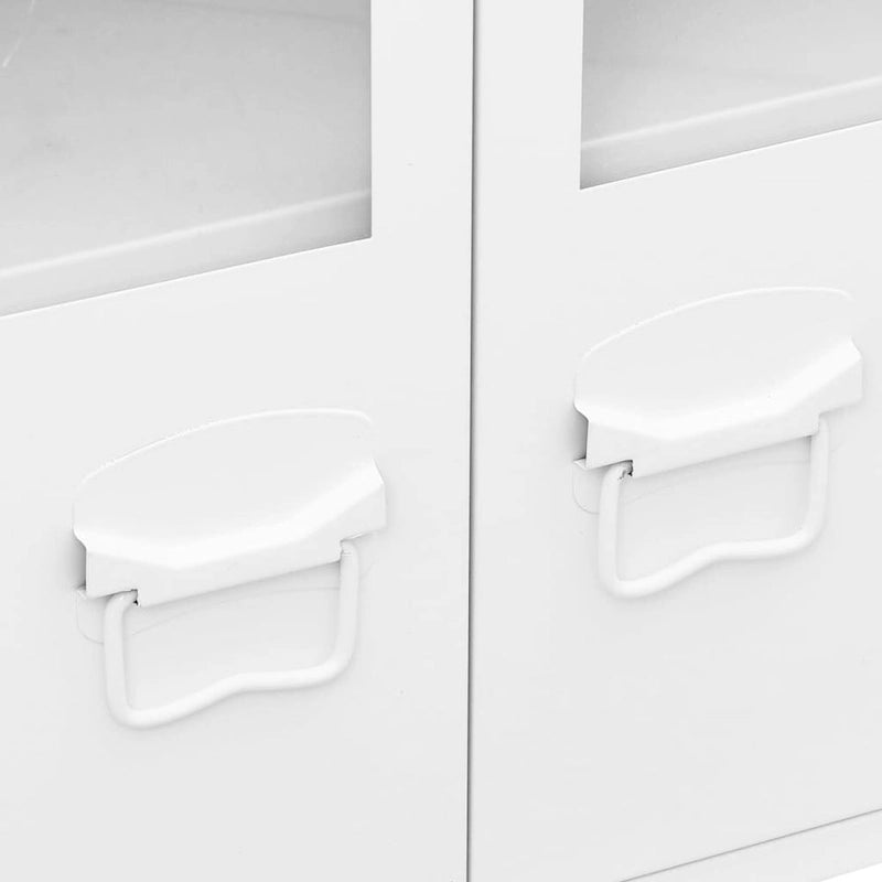 Buffet Bahut Industriel en Métal avec Portes Vitrées Trois Portes