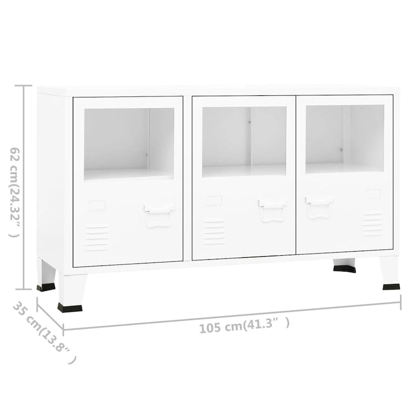 Buffet Bahut Industriel en Métal avec Portes Vitrées Trois Portes