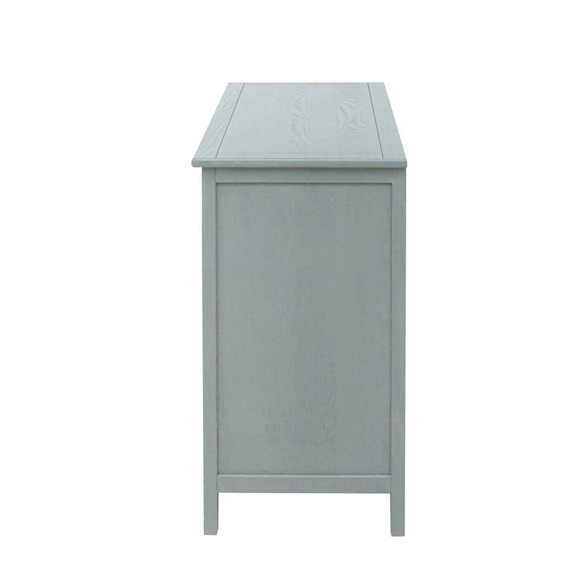 Commode 3 tiroirs de style américain, finition grain de bois, poignées dorées, rangement de chambre.