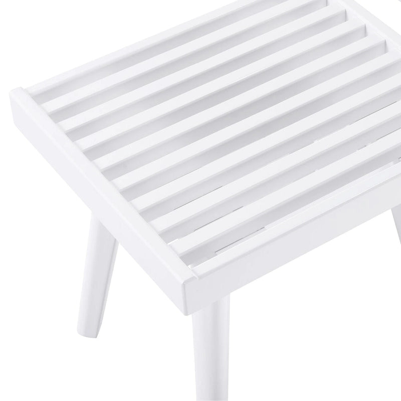 Banc à lattes en bois massif, finition blanche, pieds fuselés, pin de Nouvelle-Zélande, style ferme, entrée, chambre