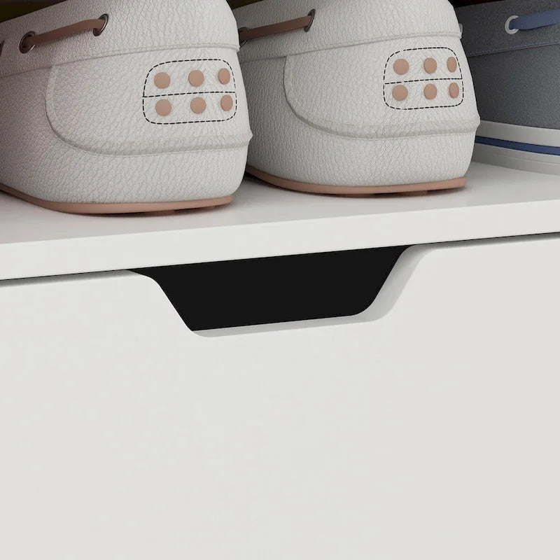 Meuble à chaussures haut blanc 13 étagères réglables Un tiroir Capacité de 40 paires Dispositif anti-basculement Construction en PB