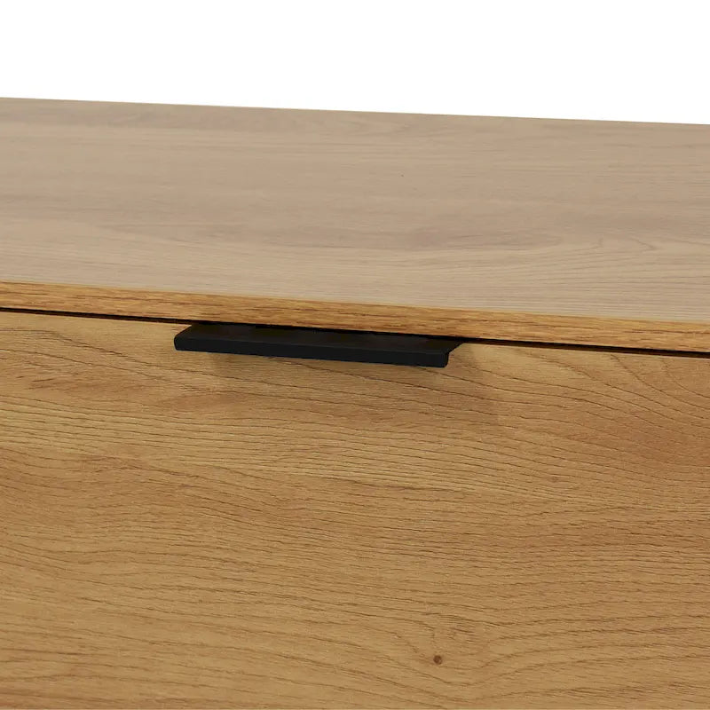 Buffet de salle à manger Deux portes Trois tiroirs Aspect bois Aggloméré Pieds coniques noirs