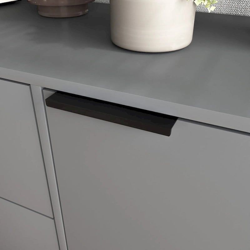 Buffet de salle à manger Deux portes Trois tiroirs Aspect bois Aggloméré Pieds coniques noirs