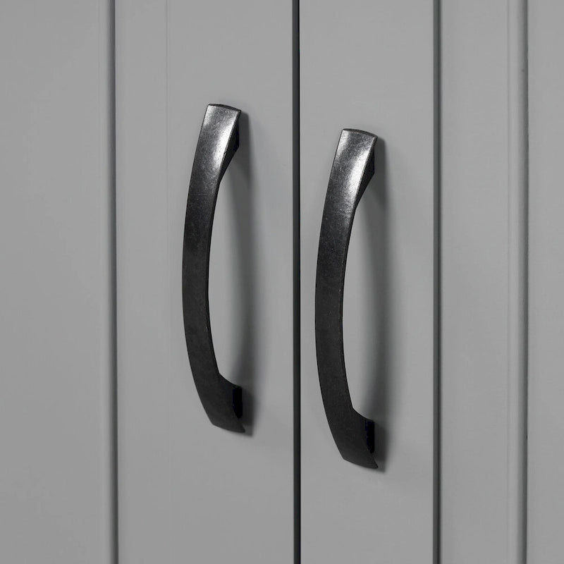 Meuble de salle de bain haut sur pied quatre portes un tiroir MDF Design à panneaux surélevés Poignées noires