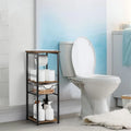 Étagère de salle de bain autoportante avec tour, porte-rouleau de papier toilette et cadre en métal MDF