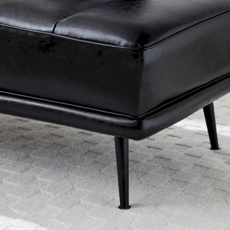 Banc rembourré en similicuir avec dossier et table d'appoint pivotante à 360 degrés, pieds en métal