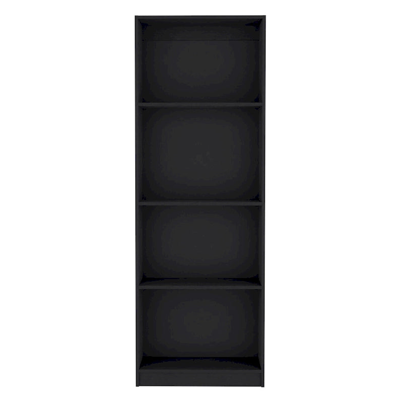 Étagère Bibliothèque Ouverte Haute Noire à 4 Niveaux pour Livres et Objets Décoratifs