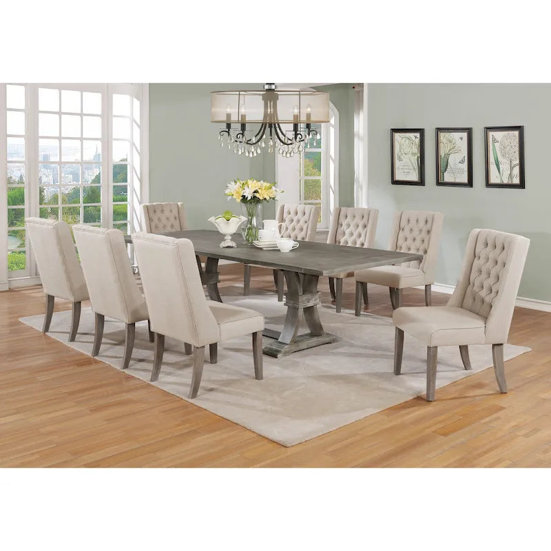 Ensemble de salle à manger 9 pièces rustique extensible gris de Best Quality Furniture
